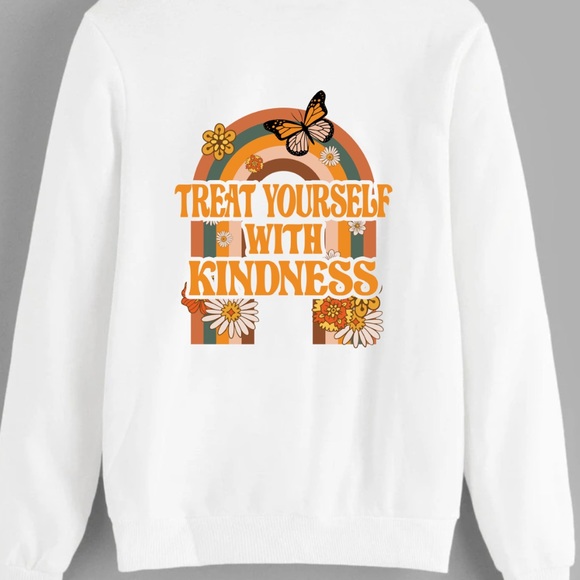 Treat Yourself With Kindness “babe” mental health crewneck sweatshirt medium - Picture 5 of 11